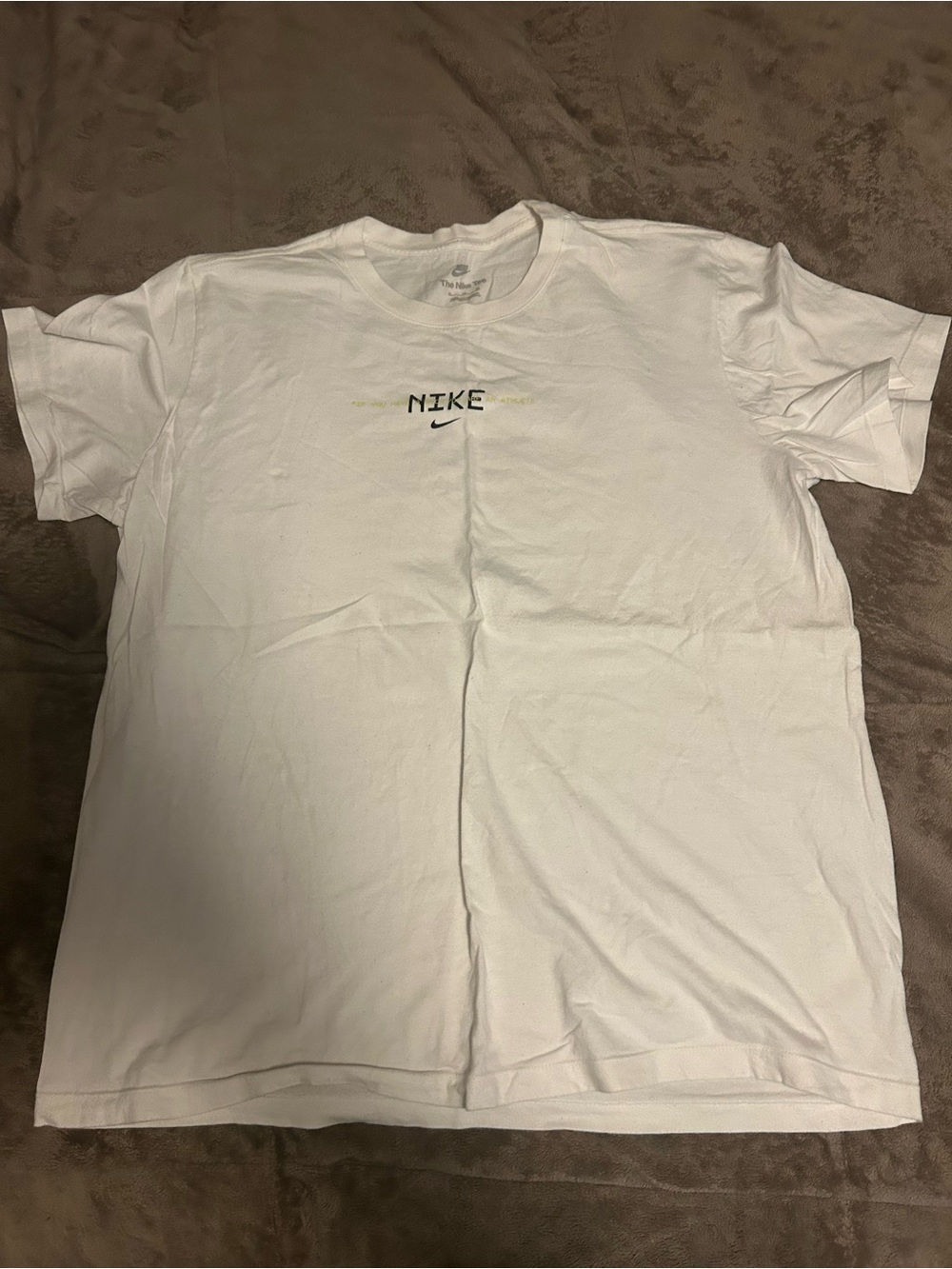 Vintage Y2K Nike Graphic T-Shirt White Men’s XL Swoosh Spellout Double Sided Tee
